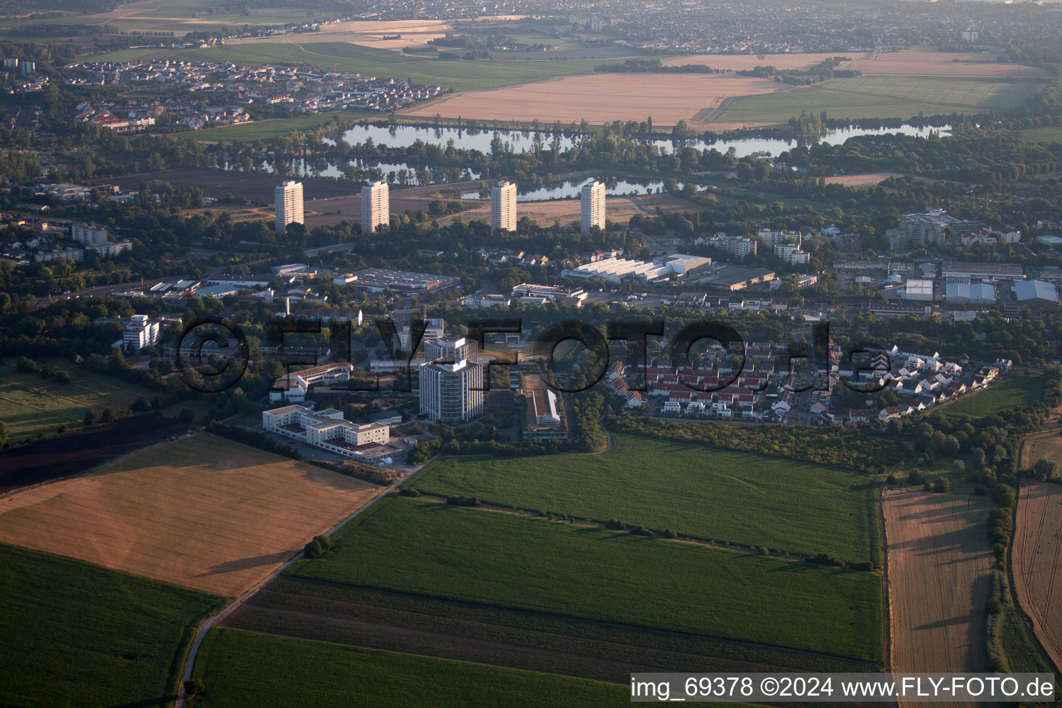 Aerial view of District Oggersheim in Ludwigshafen am Rhein in the state Rhineland-Palatinate, Germany