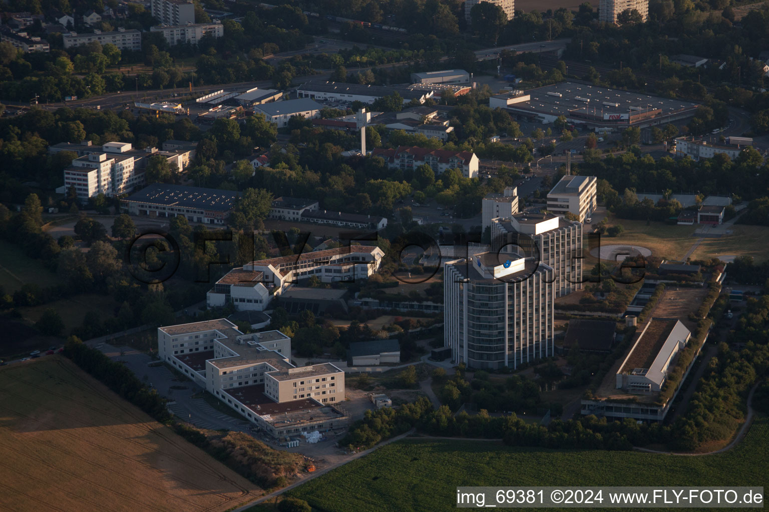 Oblique view of District Oggersheim in Ludwigshafen am Rhein in the state Rhineland-Palatinate, Germany