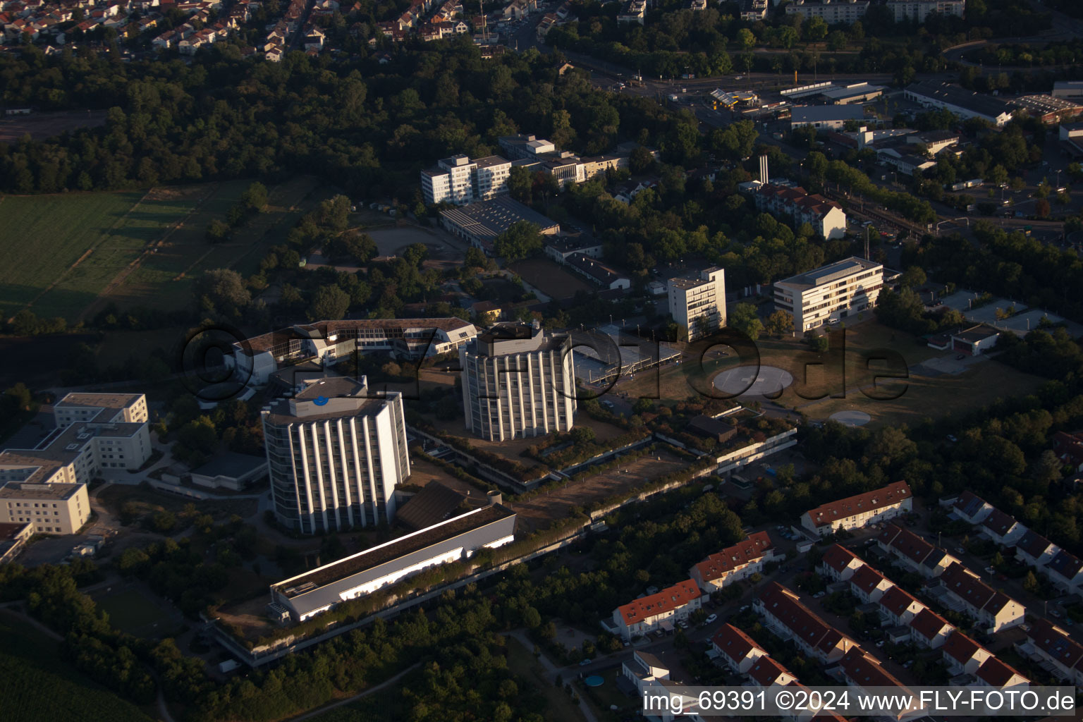 Drone recording of District Oggersheim in Ludwigshafen am Rhein in the state Rhineland-Palatinate, Germany