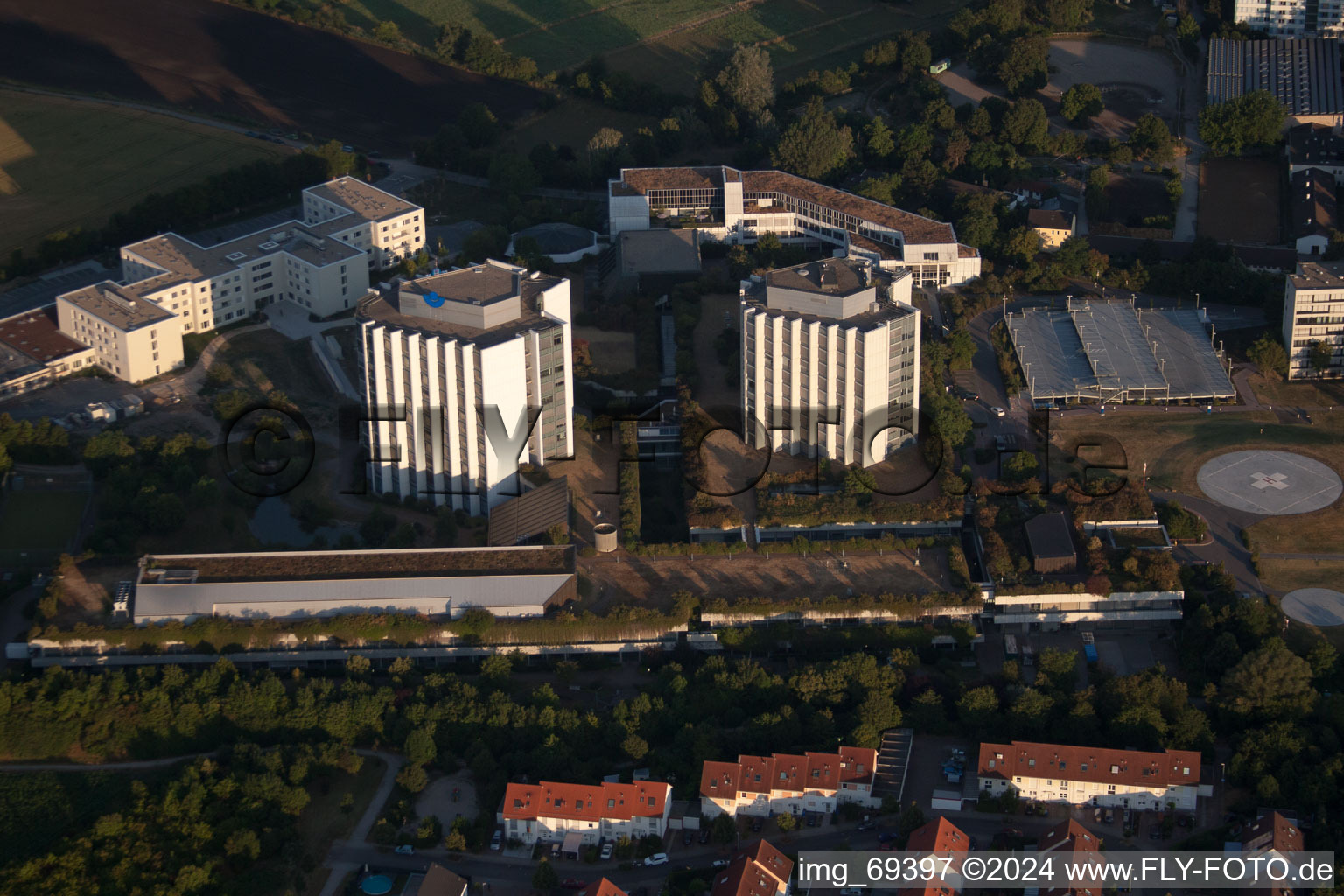 District Oggersheim in Ludwigshafen am Rhein in the state Rhineland-Palatinate, Germany seen from a drone