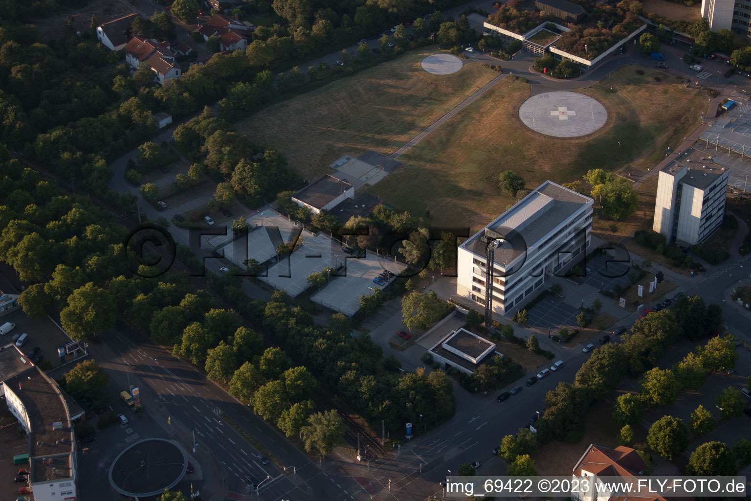 District Oggersheim in Ludwigshafen am Rhein in the state Rhineland-Palatinate, Germany from the drone perspective