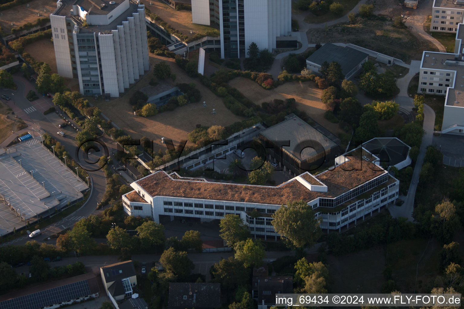 District Oggersheim in Ludwigshafen am Rhein in the state Rhineland-Palatinate, Germany from the plane