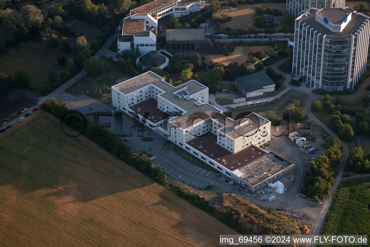 District Oggersheim in Ludwigshafen am Rhein in the state Rhineland-Palatinate, Germany seen from a drone