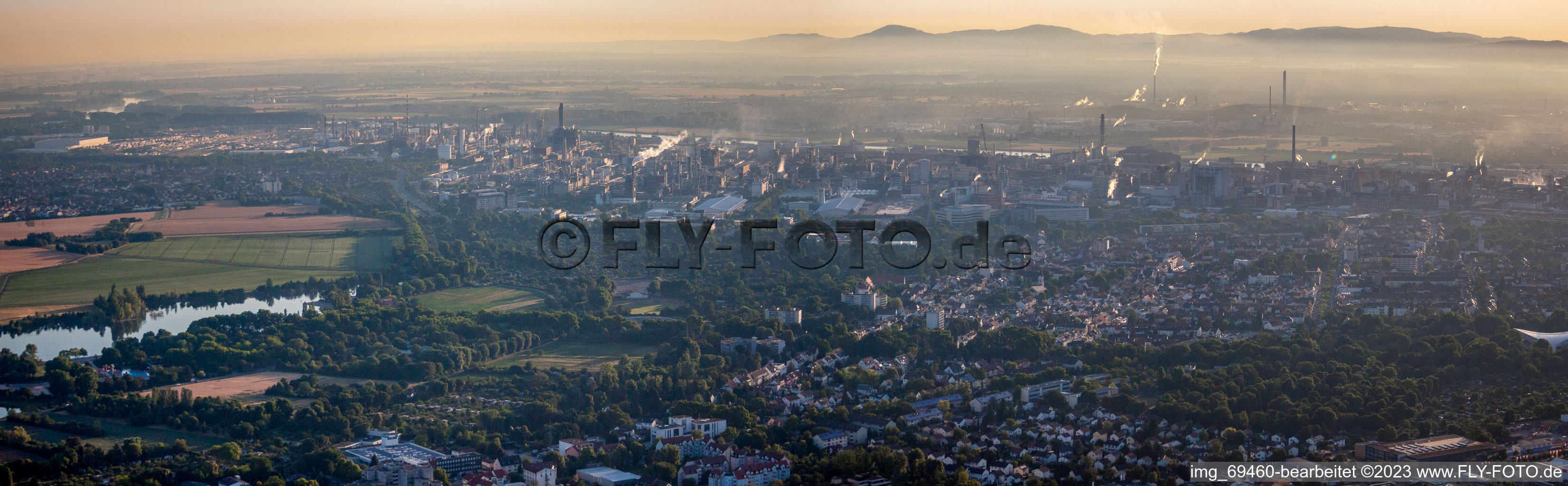 Bird's eye view of District Friesenheim in Ludwigshafen am Rhein in the state Rhineland-Palatinate, Germany