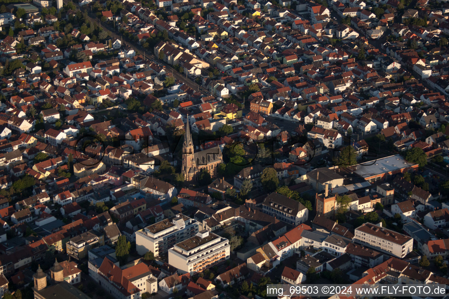 Aerial view of District Oggersheim in Ludwigshafen am Rhein in the state Rhineland-Palatinate, Germany