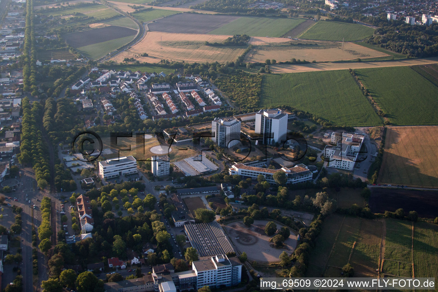 District Oggersheim in Ludwigshafen am Rhein in the state Rhineland-Palatinate, Germany from above