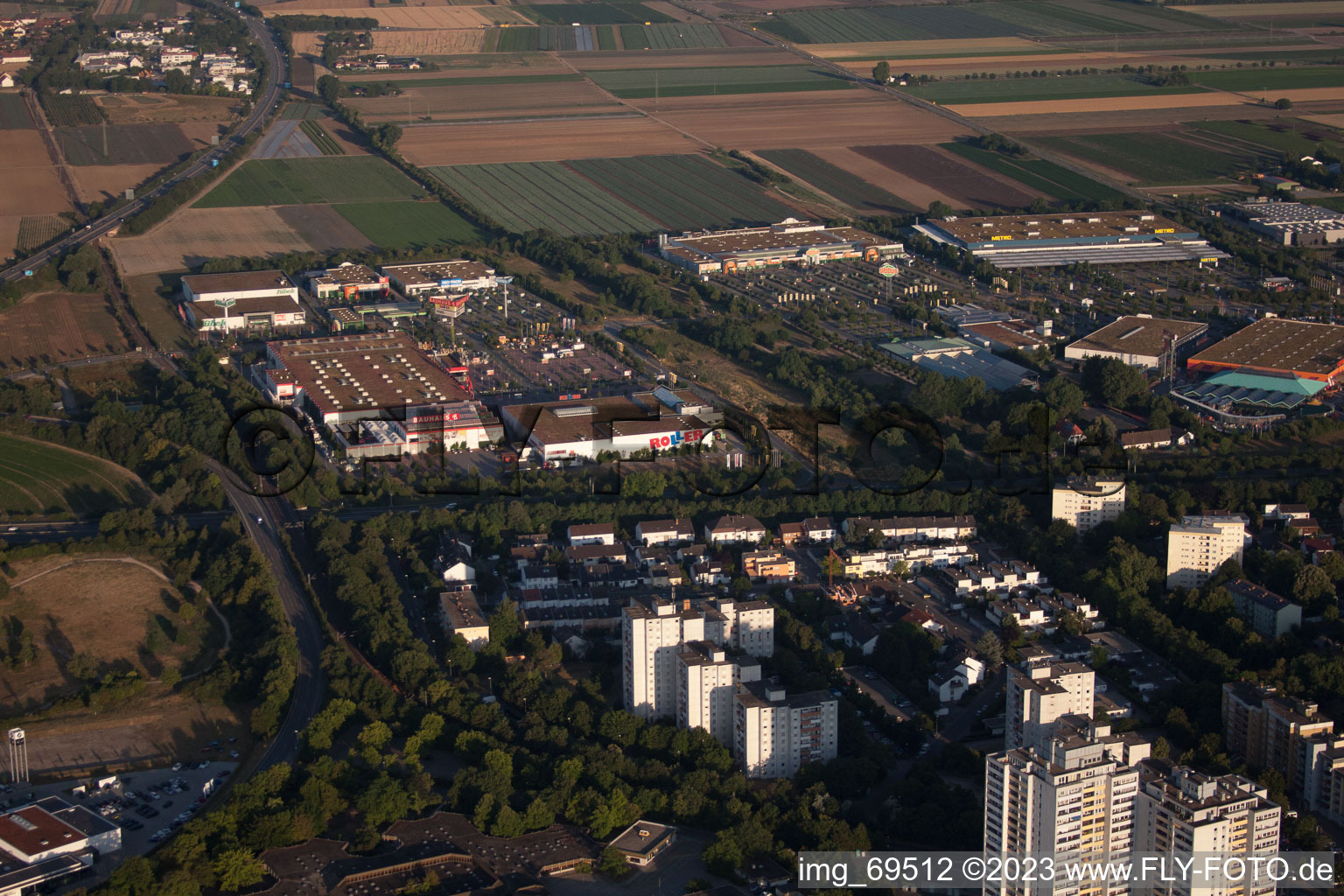 District Oggersheim in Ludwigshafen am Rhein in the state Rhineland-Palatinate, Germany seen from above