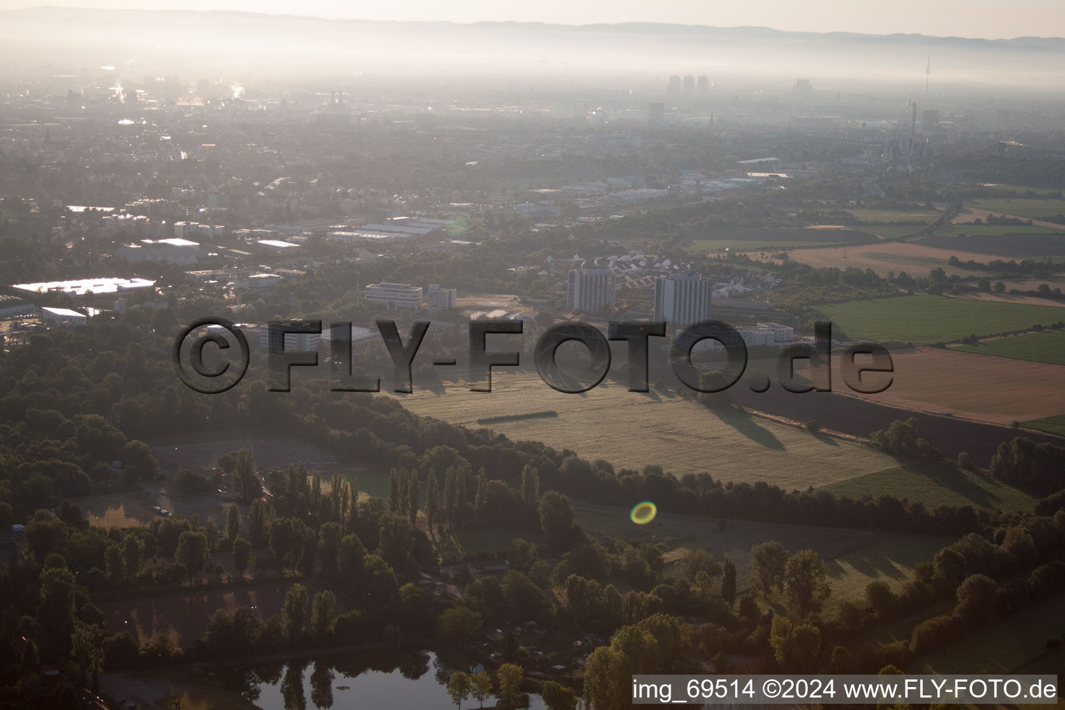 Bird's eye view of District Oggersheim in Ludwigshafen am Rhein in the state Rhineland-Palatinate, Germany