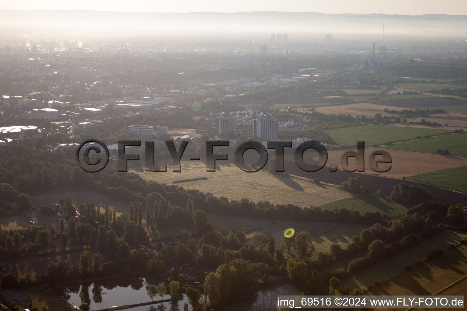 District Oggersheim in Ludwigshafen am Rhein in the state Rhineland-Palatinate, Germany viewn from the air