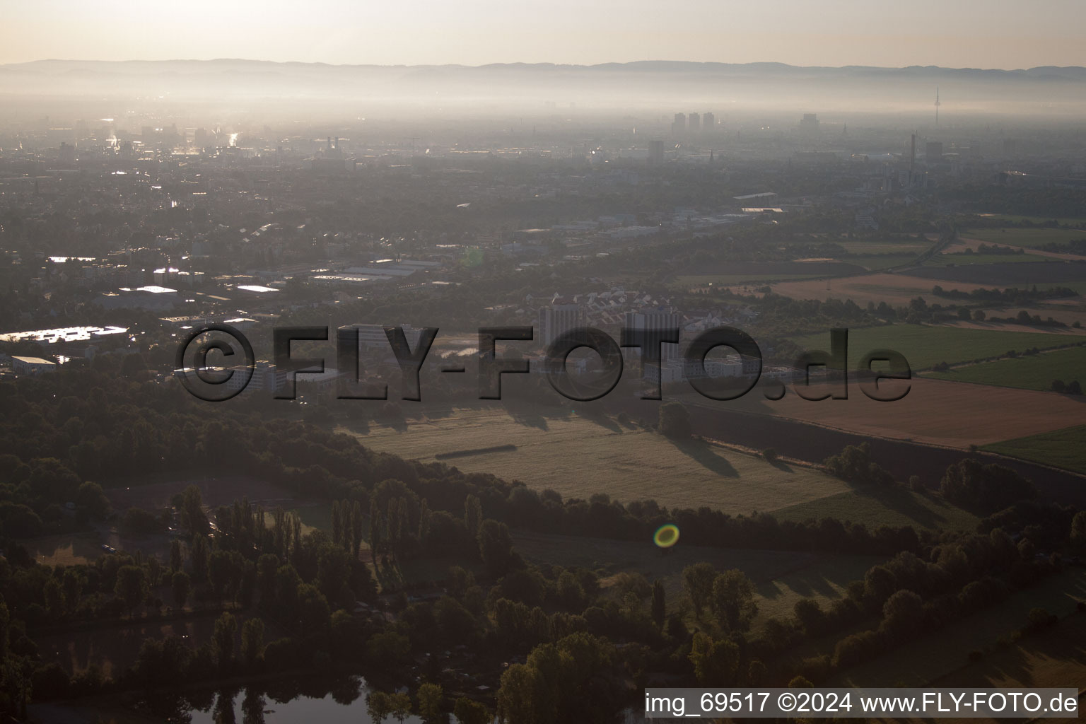 Drone recording of District Oggersheim in Ludwigshafen am Rhein in the state Rhineland-Palatinate, Germany