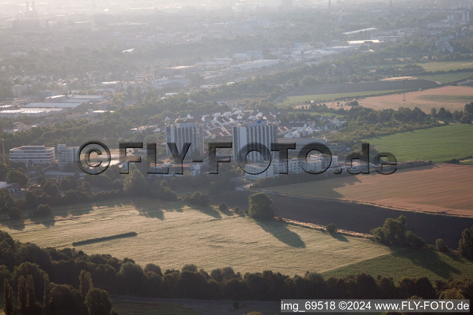 Drone image of District Oggersheim in Ludwigshafen am Rhein in the state Rhineland-Palatinate, Germany