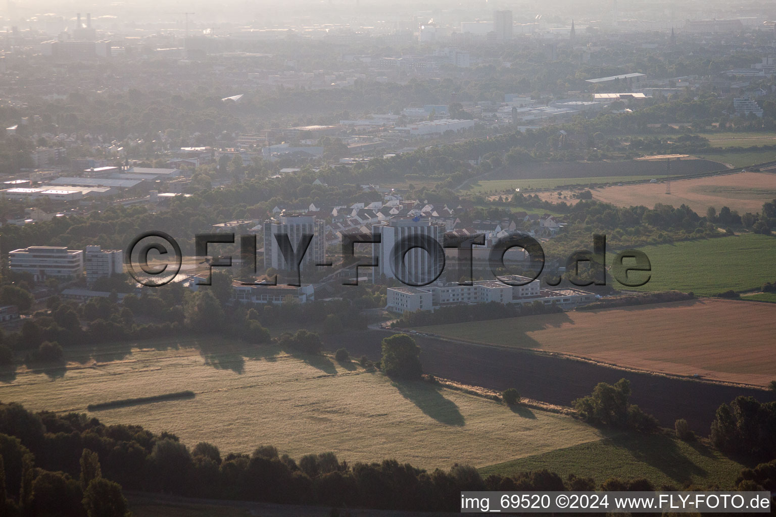 District Oggersheim in Ludwigshafen am Rhein in the state Rhineland-Palatinate, Germany from the drone perspective