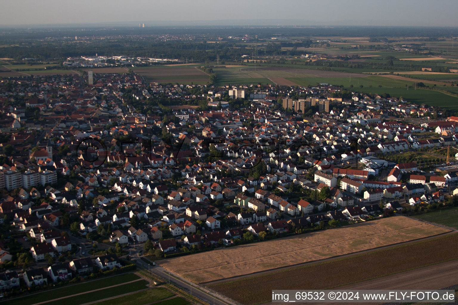 Mutterstadt in the state Rhineland-Palatinate, Germany seen from above