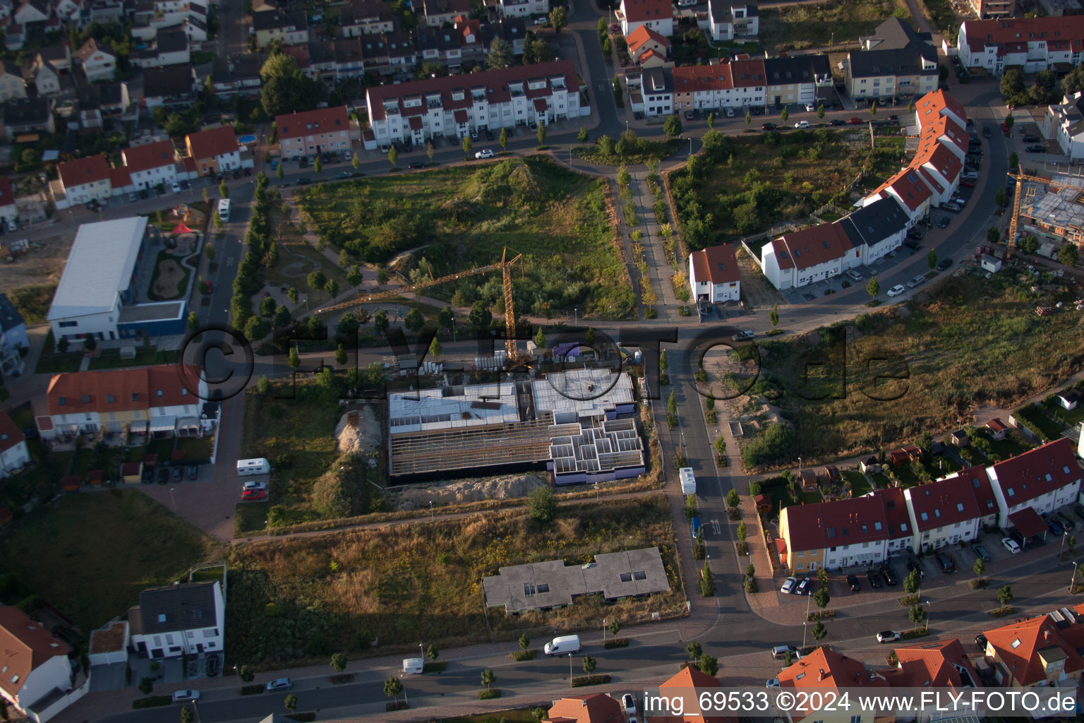 Mutterstadt in the state Rhineland-Palatinate, Germany from the plane