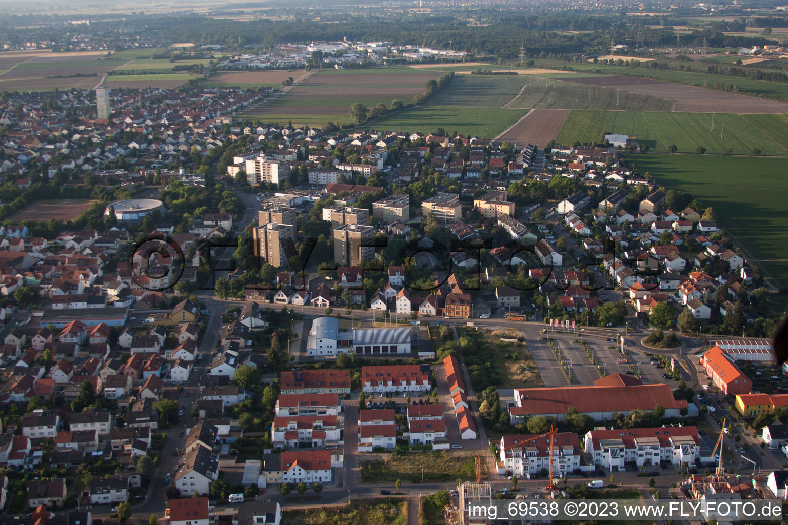 Mutterstadt in the state Rhineland-Palatinate, Germany from the drone perspective