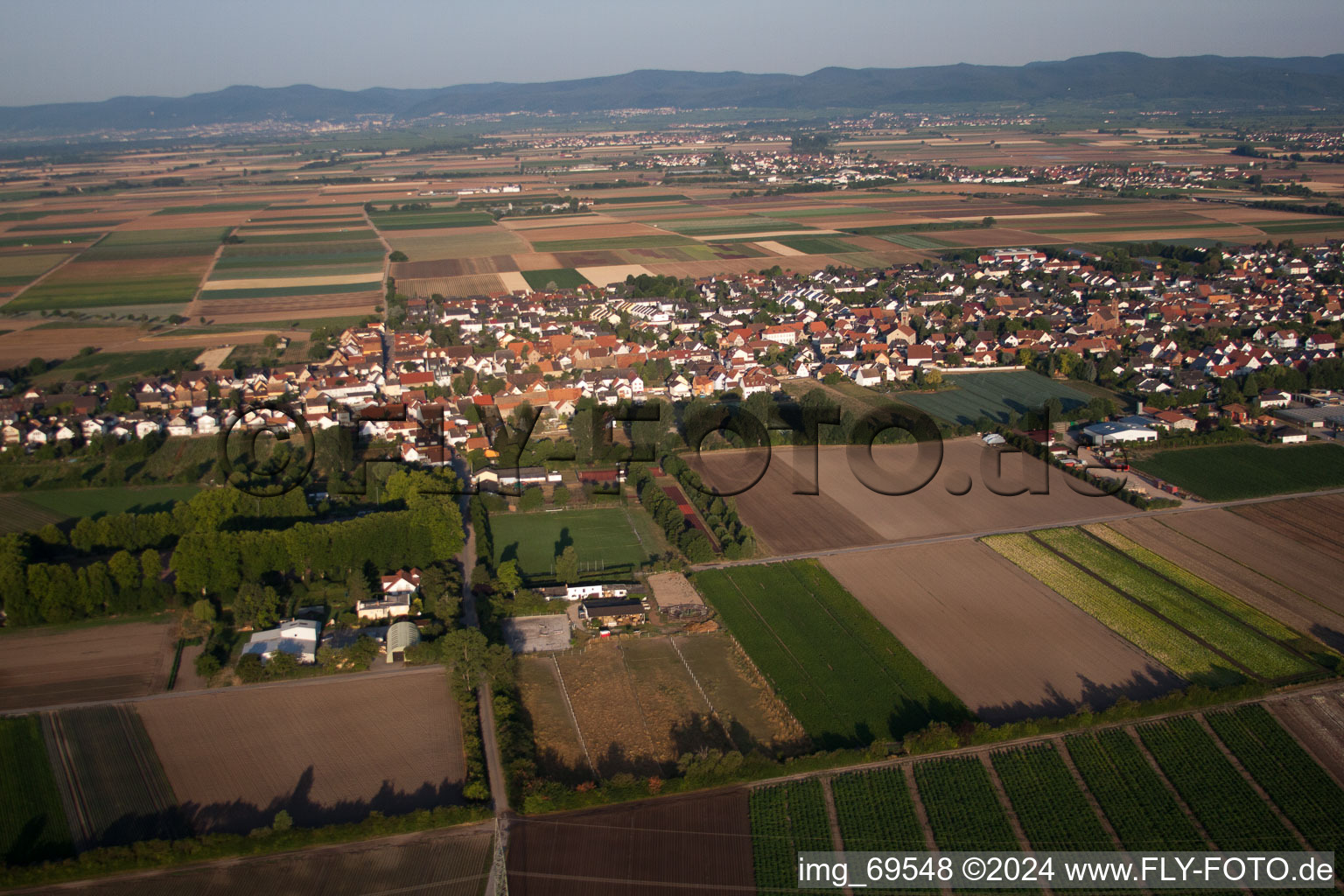 District Dannstadt in Dannstadt-Schauernheim in the state Rhineland-Palatinate, Germany from the plane