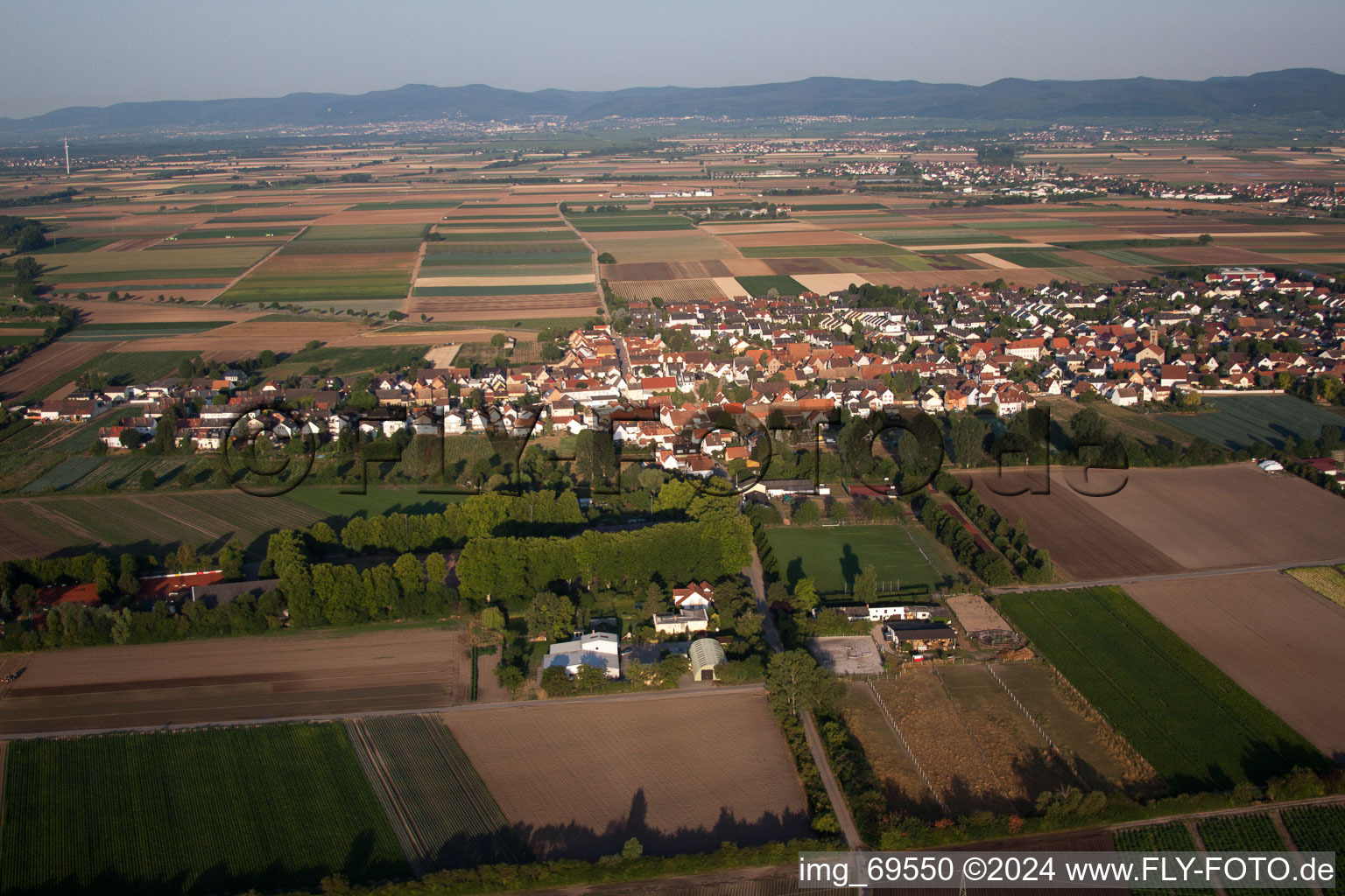 District Dannstadt in Dannstadt-Schauernheim in the state Rhineland-Palatinate, Germany viewn from the air