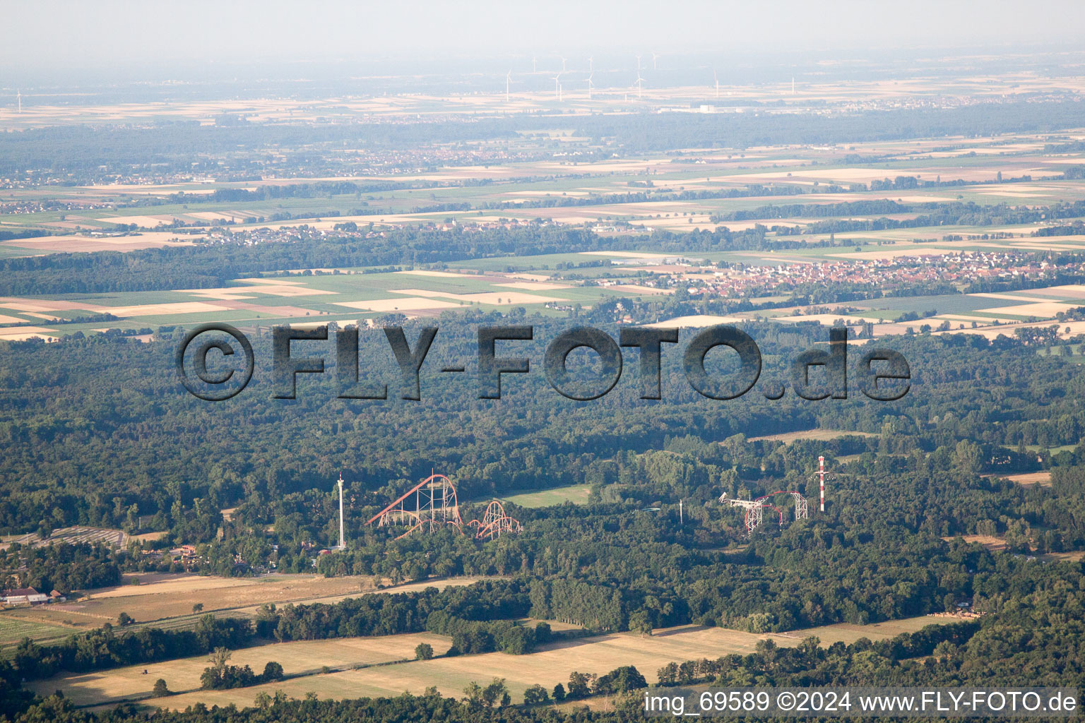 Holiday Park in Haßloch in the state Rhineland-Palatinate, Germany seen from above