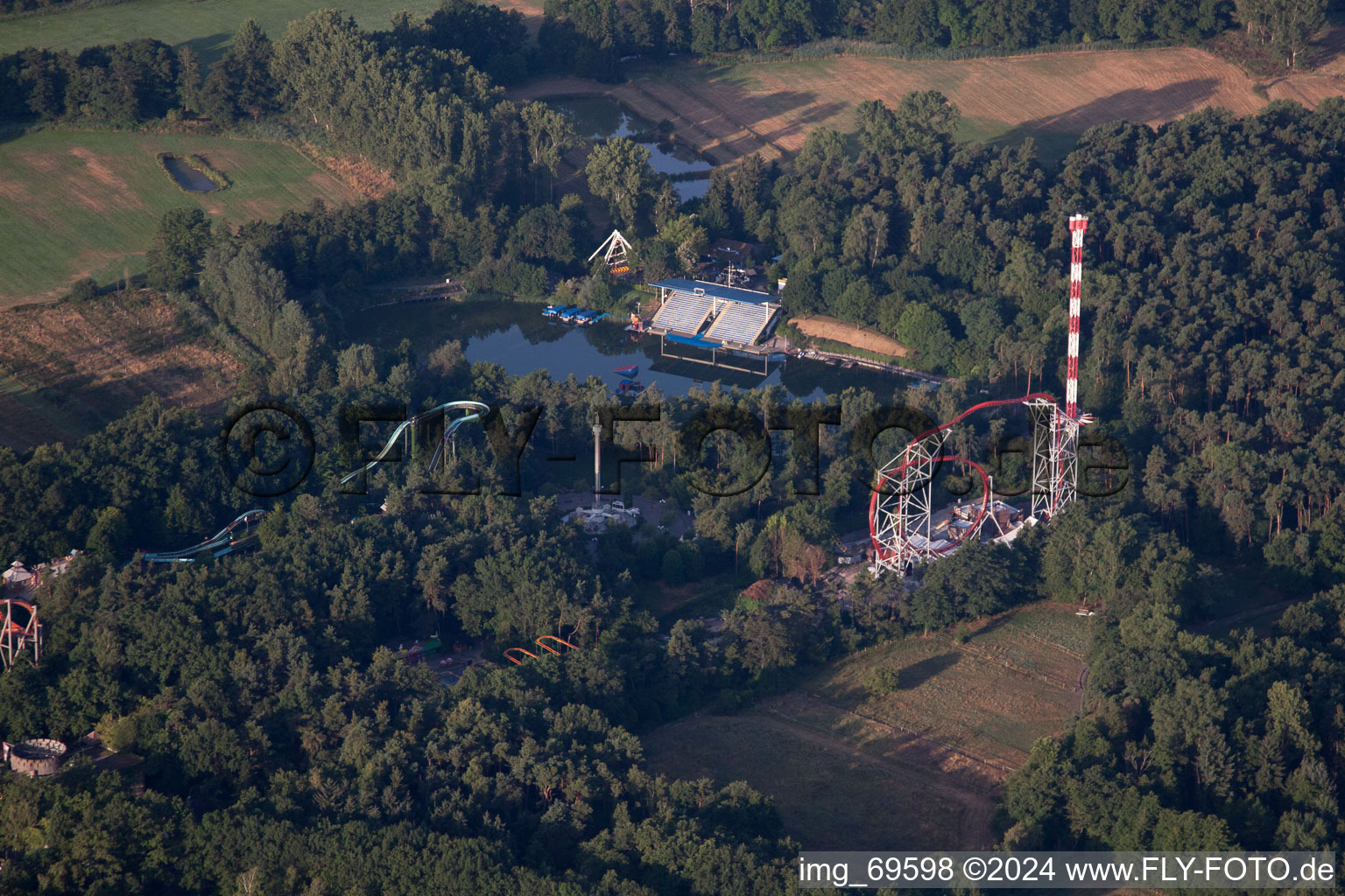 Holiday Park in Haßloch in the state Rhineland-Palatinate, Germany viewn from the air