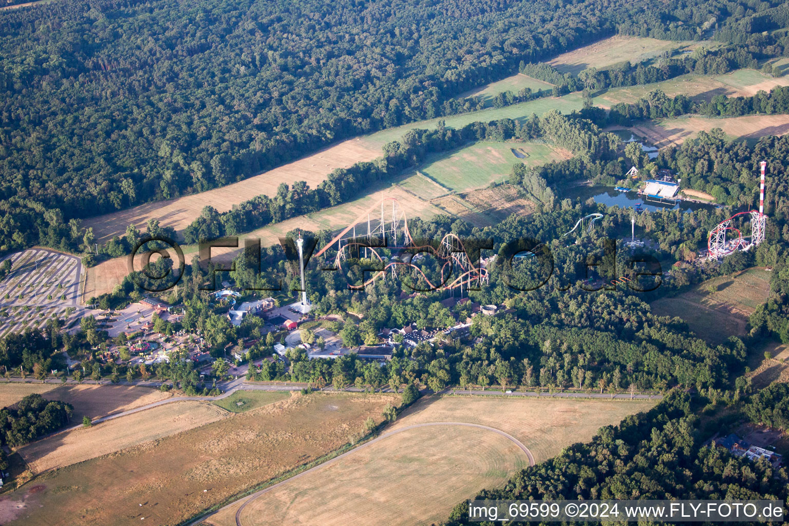 Drone recording of Holiday Park in Haßloch in the state Rhineland-Palatinate, Germany