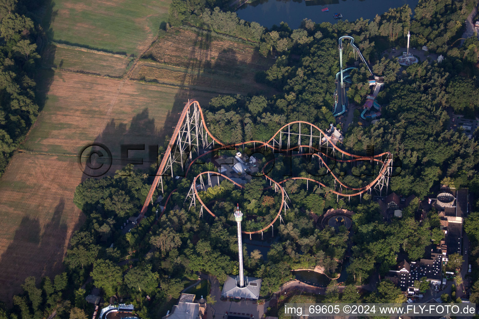 Holiday Park in Haßloch in the state Rhineland-Palatinate, Germany seen from a drone