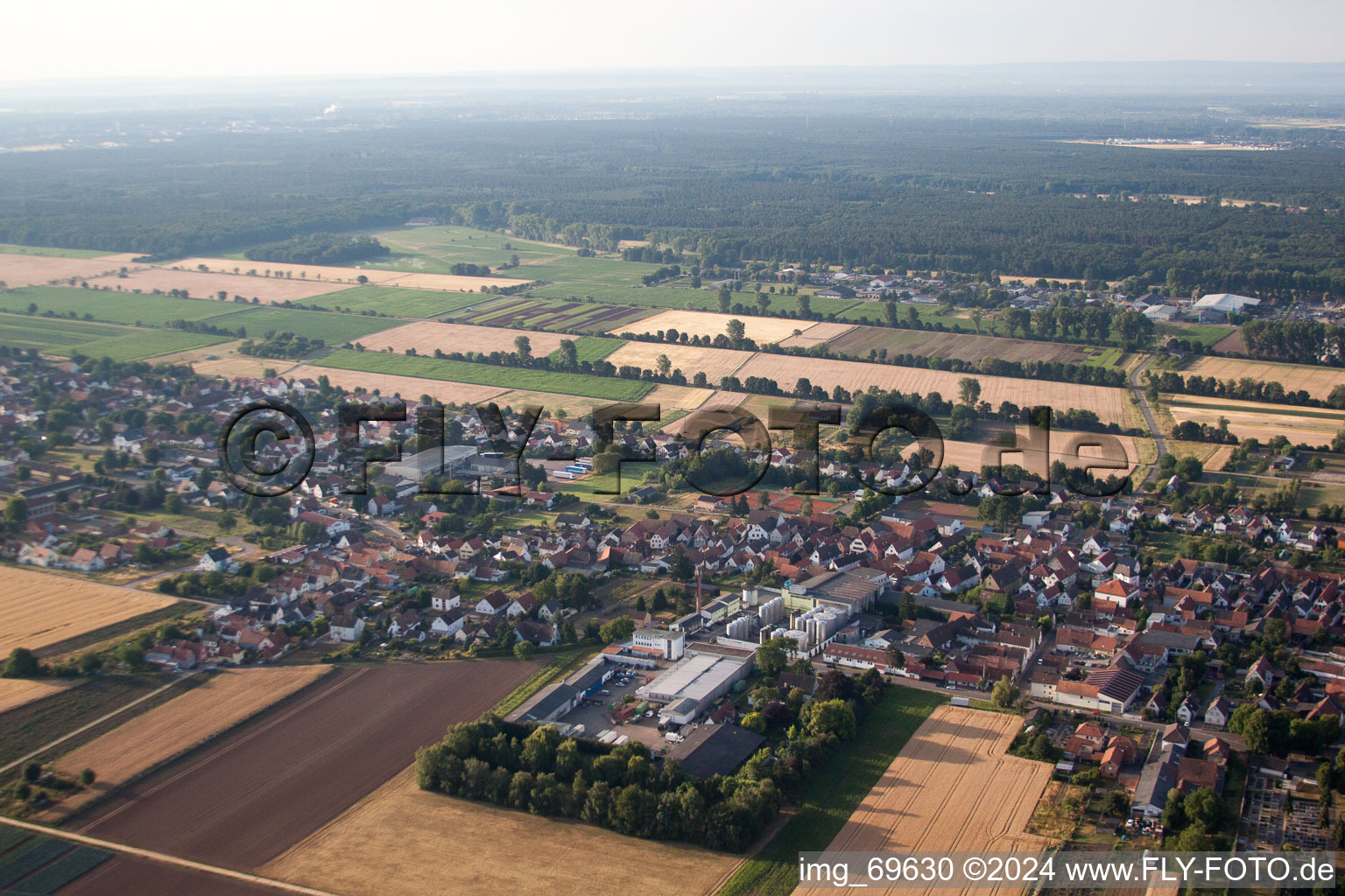 Drone recording of Lustadt in the state Rhineland-Palatinate, Germany