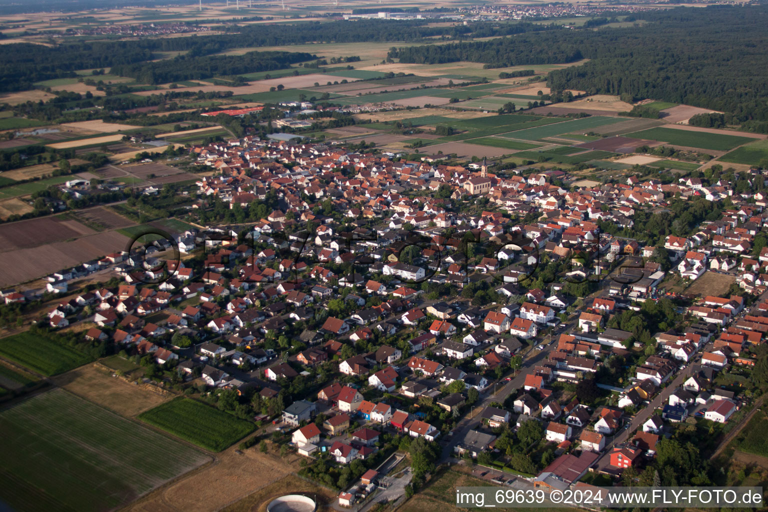 Zeiskam in the state Rhineland-Palatinate, Germany from above