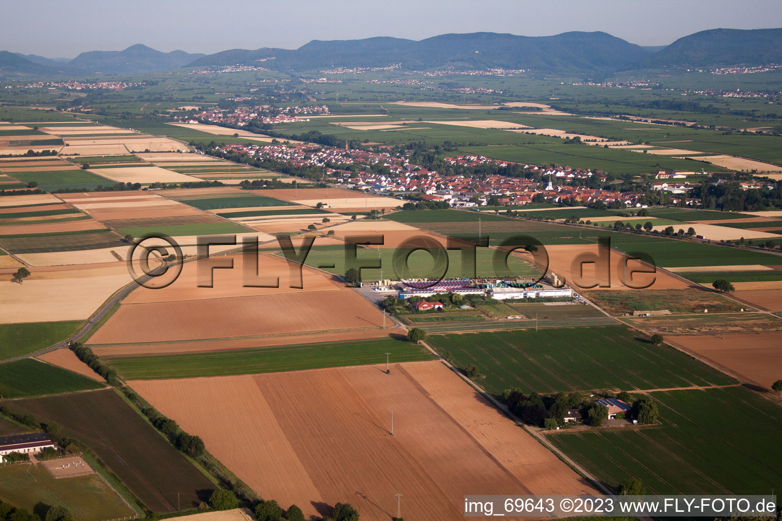 Lustadt in the state Rhineland-Palatinate, Germany seen from a drone
