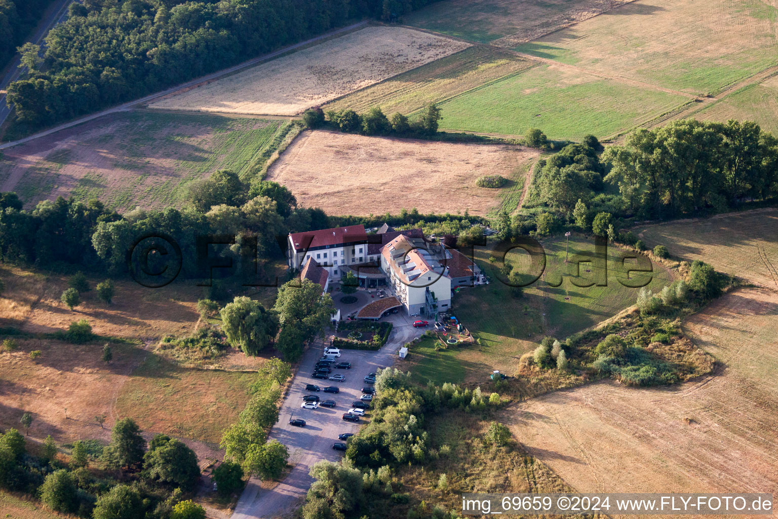 Oblique view of Zeiskam in the state Rhineland-Palatinate, Germany