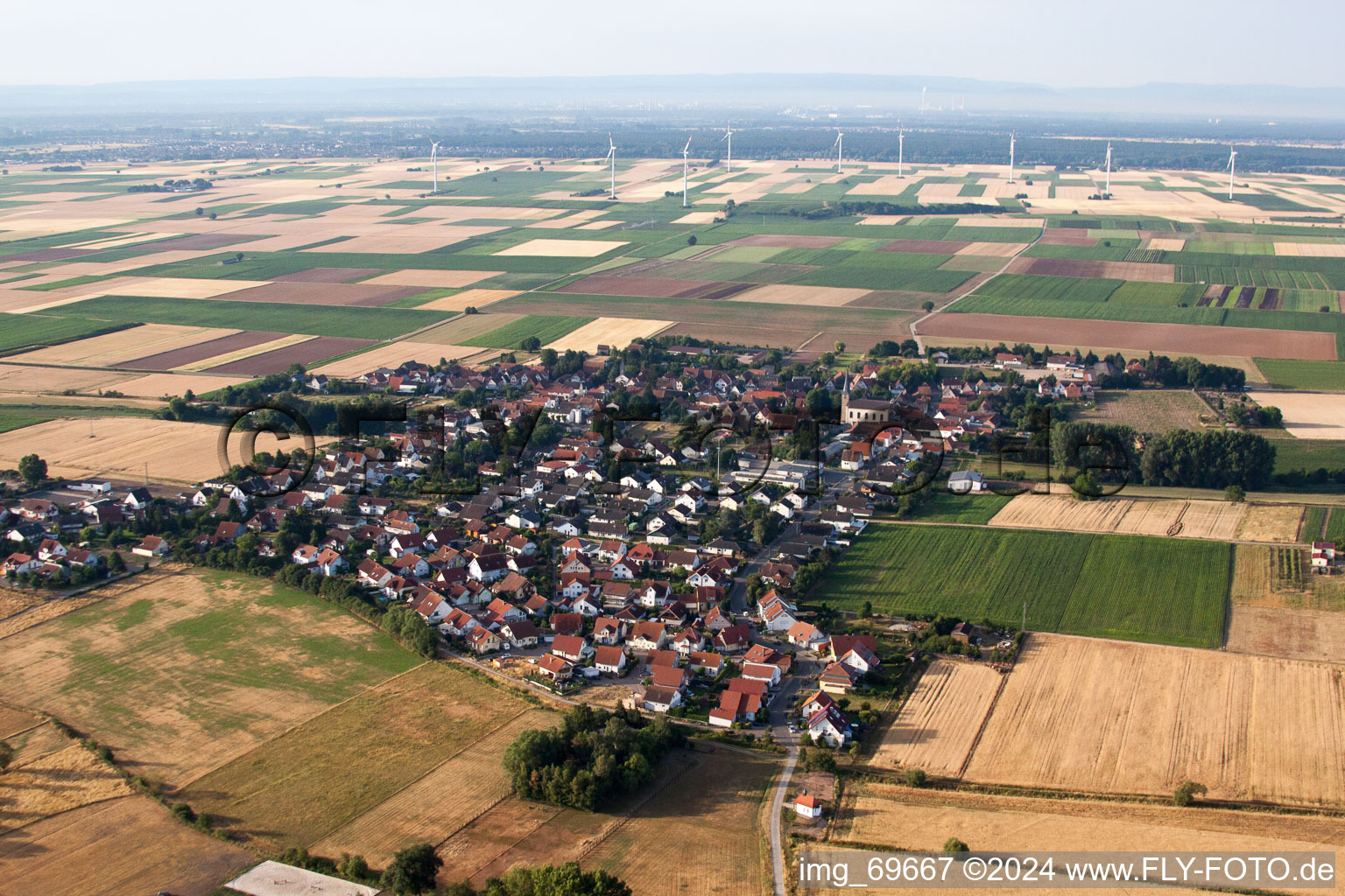 Knittelsheim in the state Rhineland-Palatinate, Germany from above