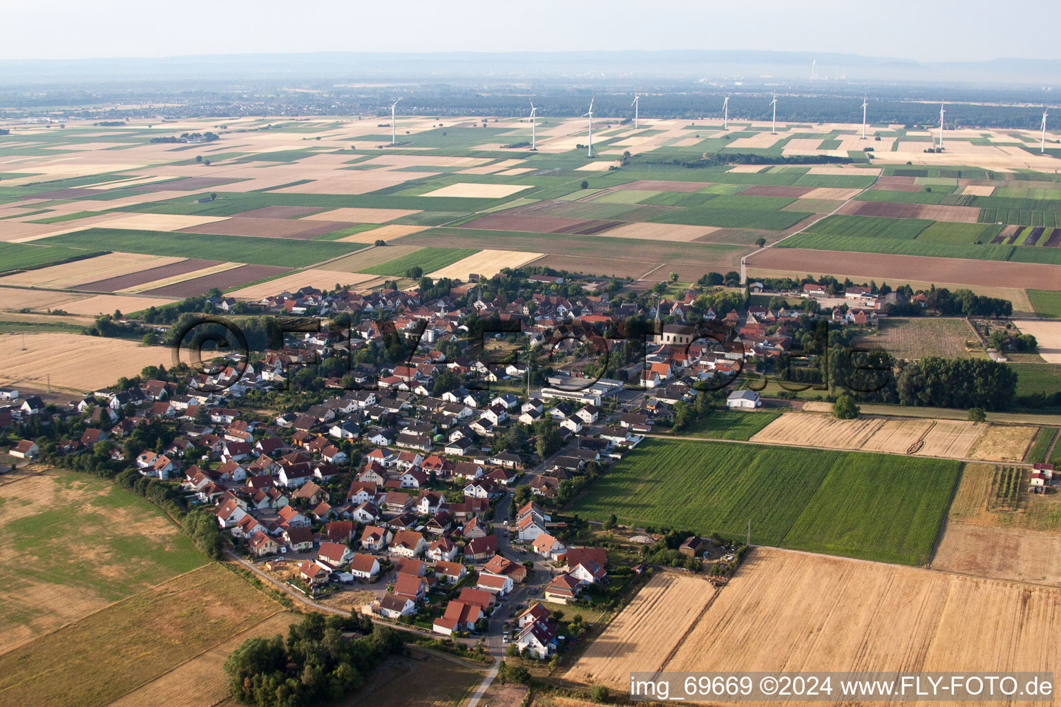 Knittelsheim in the state Rhineland-Palatinate, Germany from above