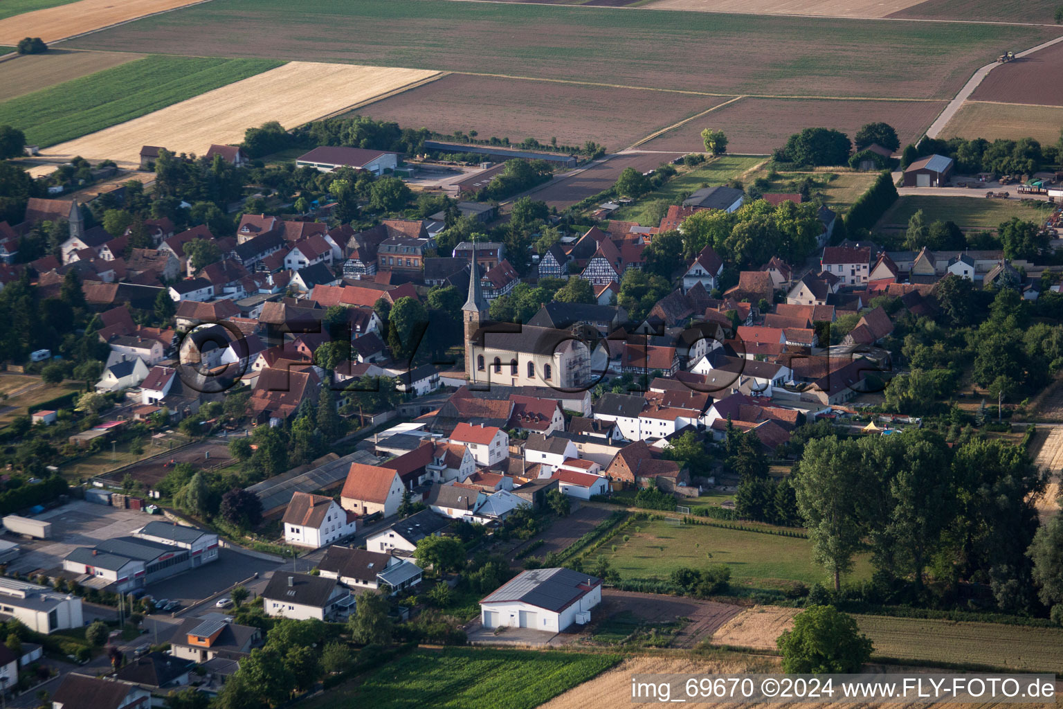 Knittelsheim in the state Rhineland-Palatinate, Germany from the plane