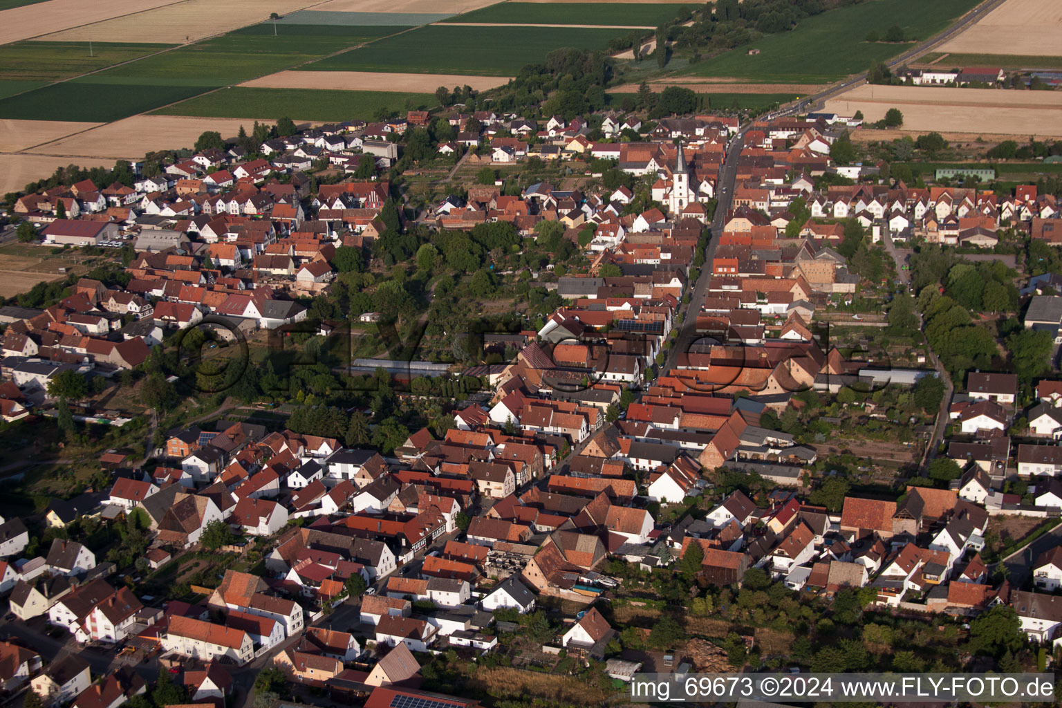 Knittelsheim in the state Rhineland-Palatinate, Germany from the plane