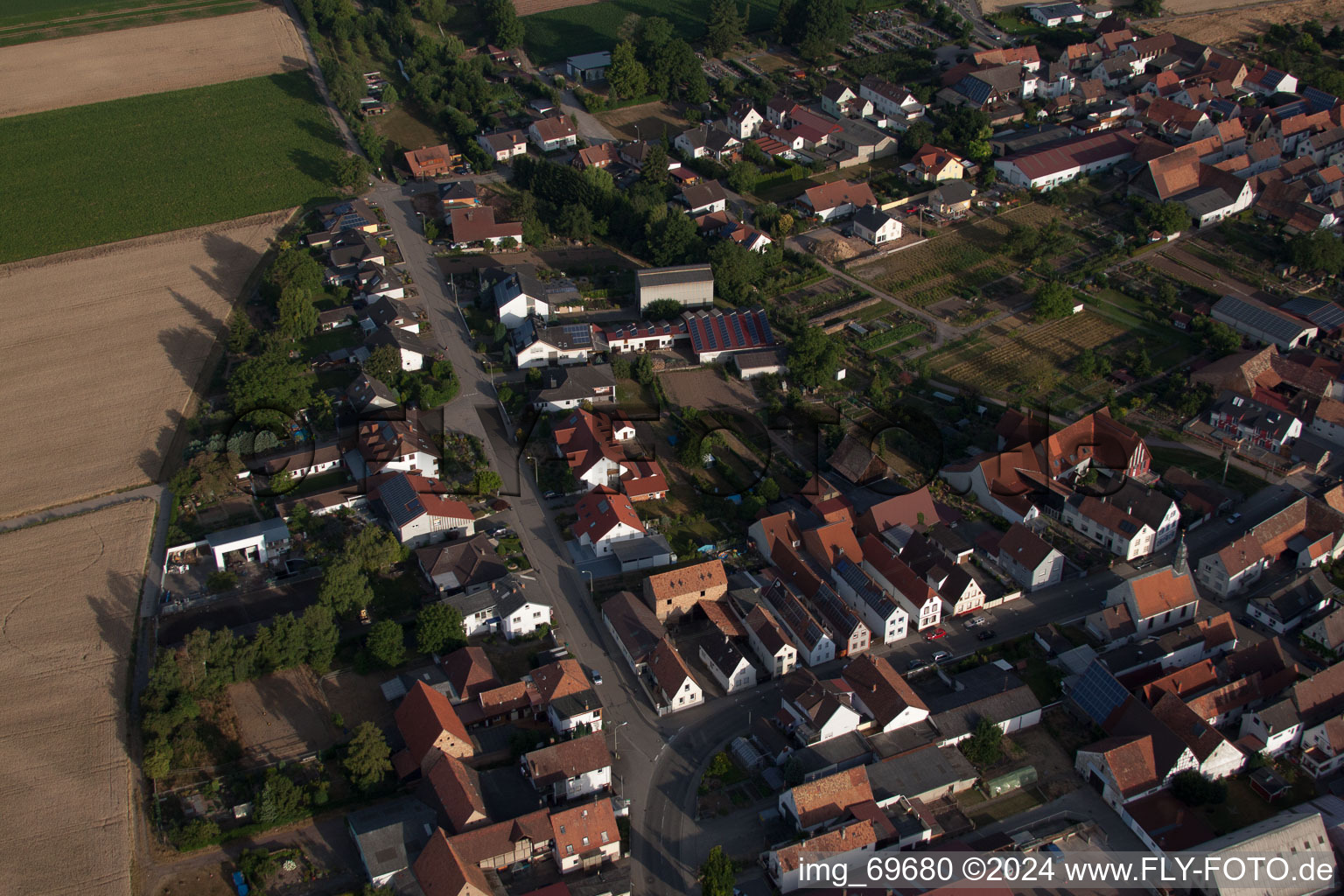 Oblique view of District Ottersheim in Ottersheim bei Landau in the state Rhineland-Palatinate, Germany