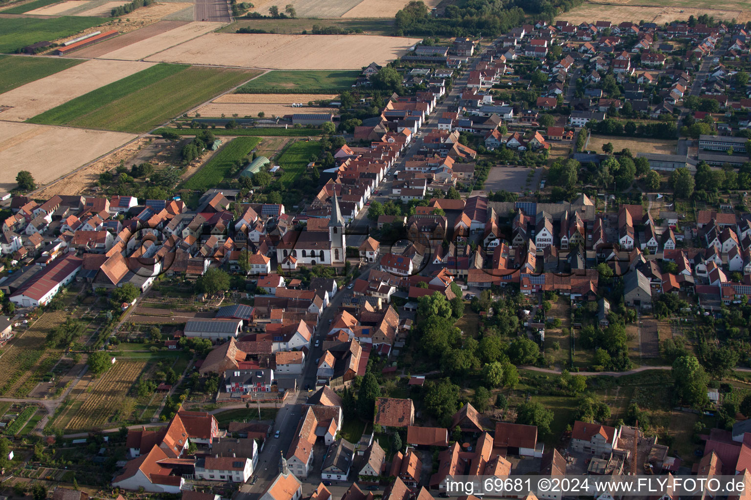 District Ottersheim in Ottersheim bei Landau in the state Rhineland-Palatinate, Germany from above