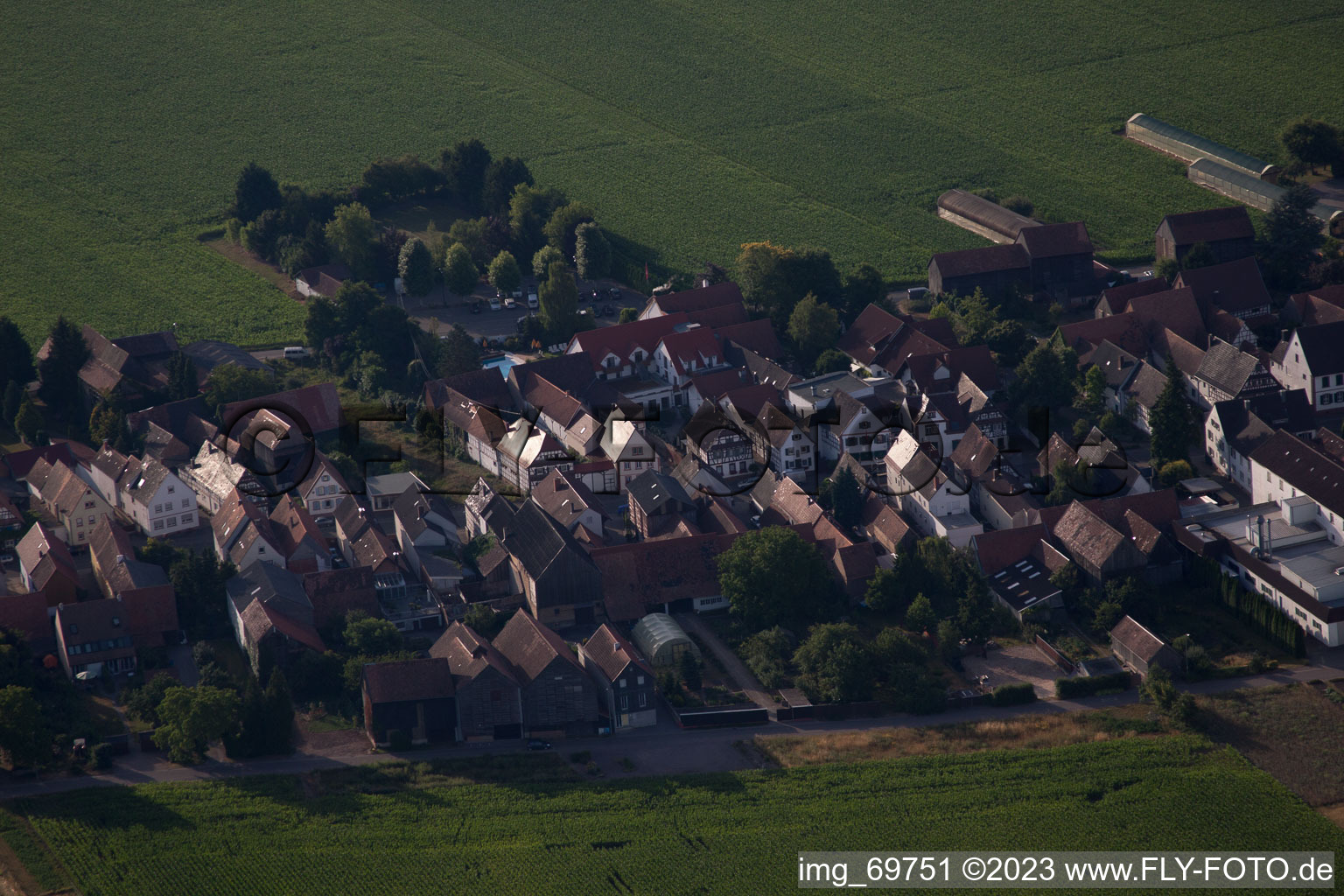 Drone recording of District Hayna in Herxheim bei Landau in the state Rhineland-Palatinate, Germany