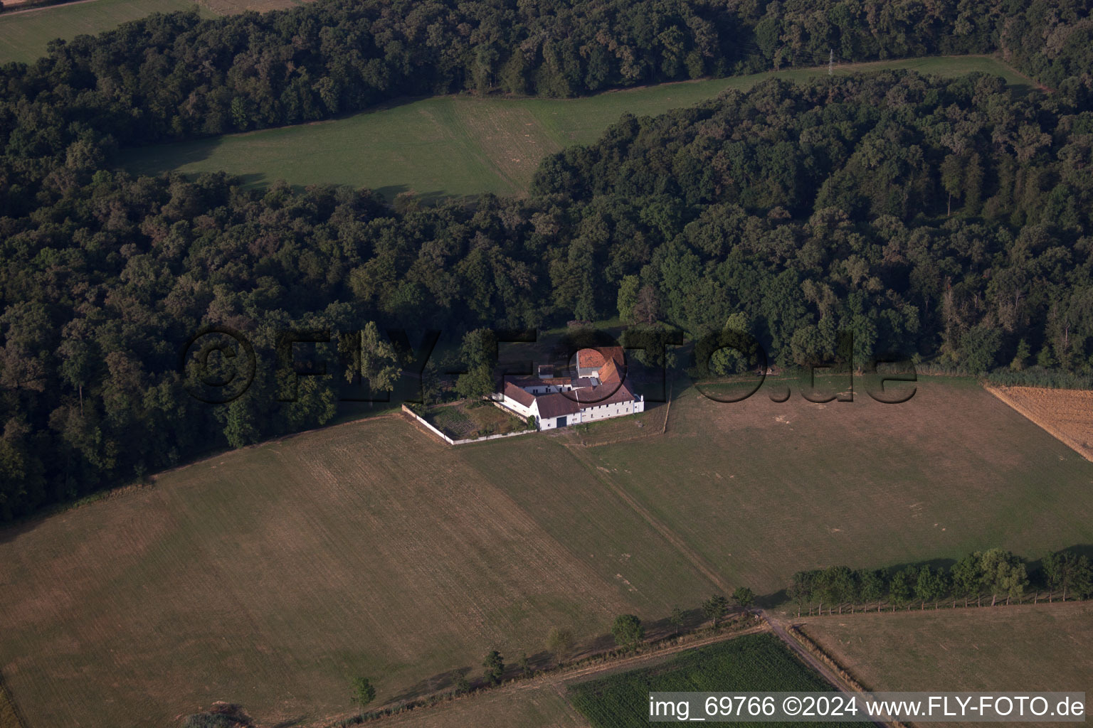 Oblique view of Herrenmühle in Erlenbach bei Kandel in the state Rhineland-Palatinate, Germany