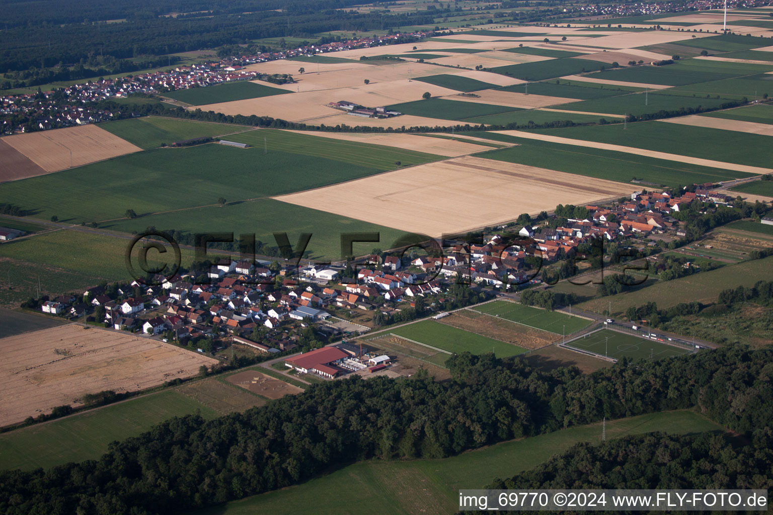 District Minderslachen in Kandel in the state Rhineland-Palatinate, Germany from above