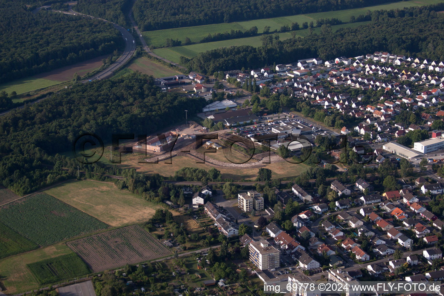 Oblique view of Edeka new building in Kandel in the state Rhineland-Palatinate, Germany