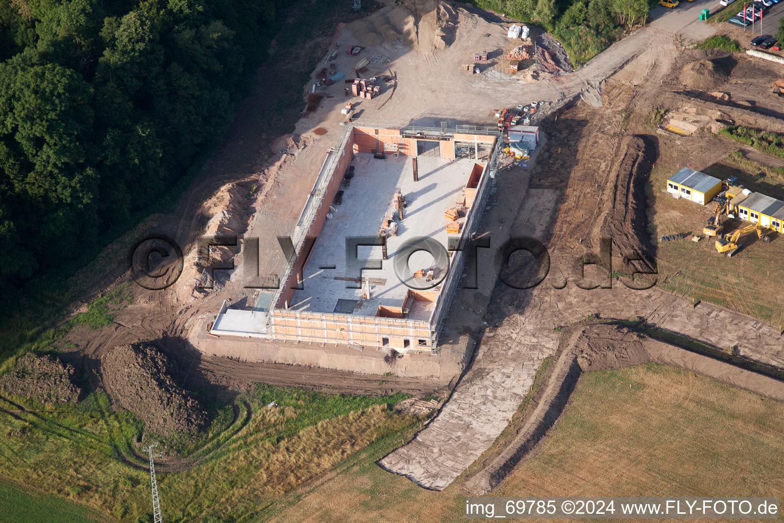 Edeka new building in Kandel in the state Rhineland-Palatinate, Germany from the plane