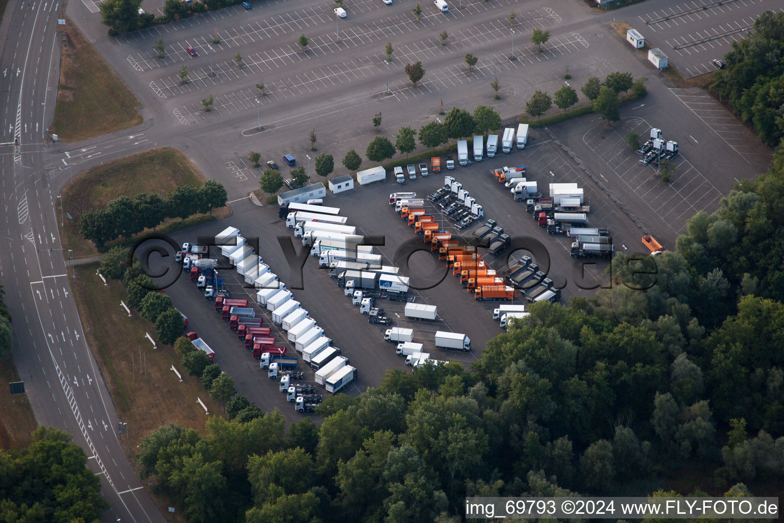 Aerial photograpy of Daimler truck assembly plant in Wörth am Rhein in the state Rhineland-Palatinate, Germany