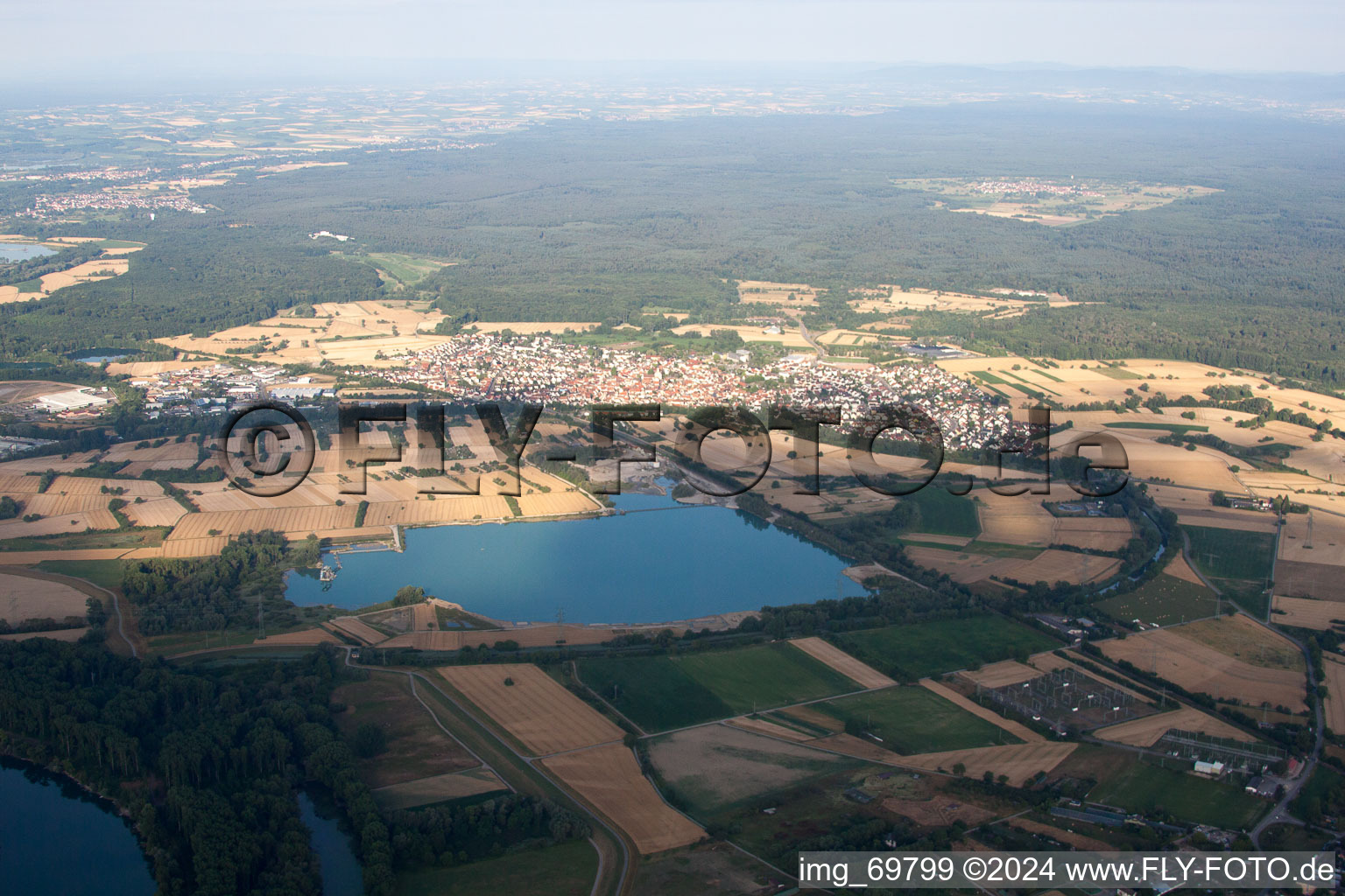 Hagenbach in the state Rhineland-Palatinate, Germany seen from a drone