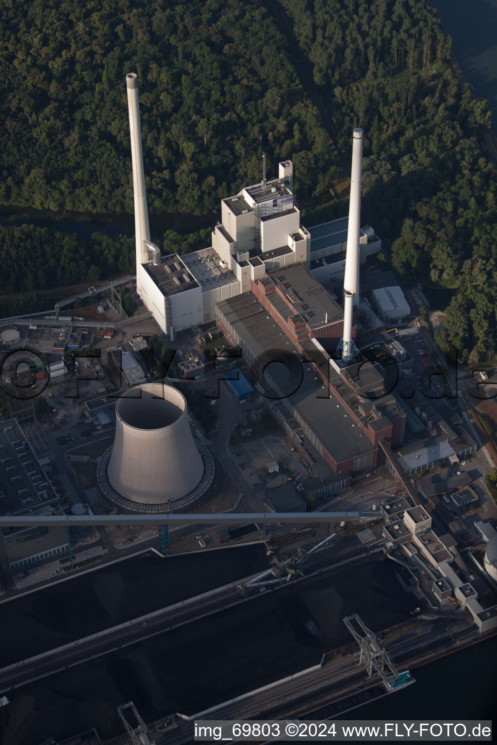 KA Rheinhafen EnBW in the district Rheinhafen in Karlsruhe in the state Baden-Wuerttemberg, Germany seen from above