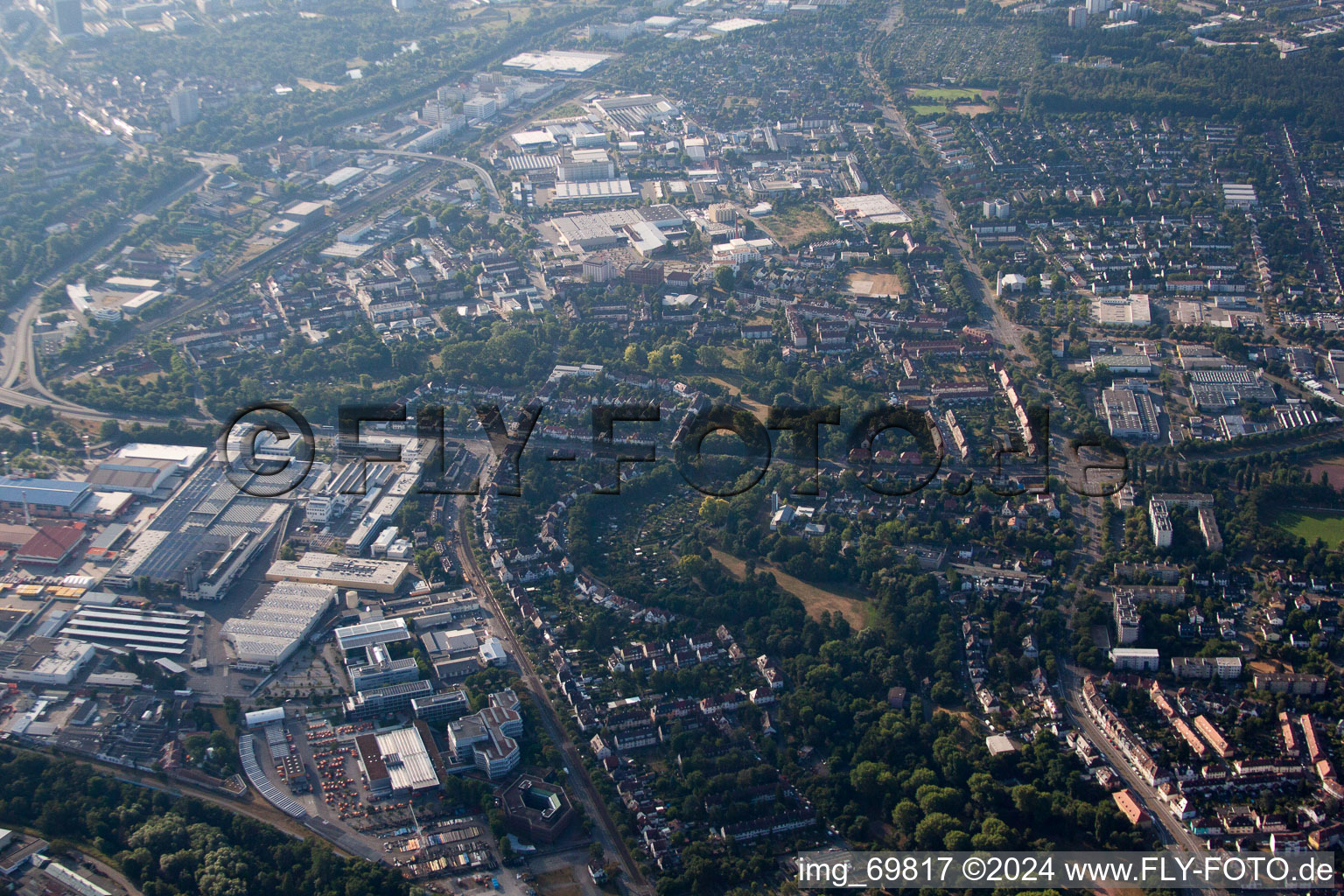 District Grünwinkel in Karlsruhe in the state Baden-Wuerttemberg, Germany seen from above