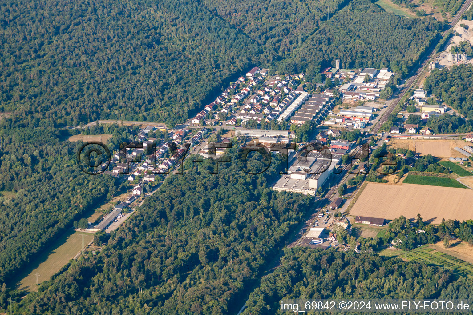 District Silberstreifen in Rheinstetten in the state Baden-Wuerttemberg, Germany from above