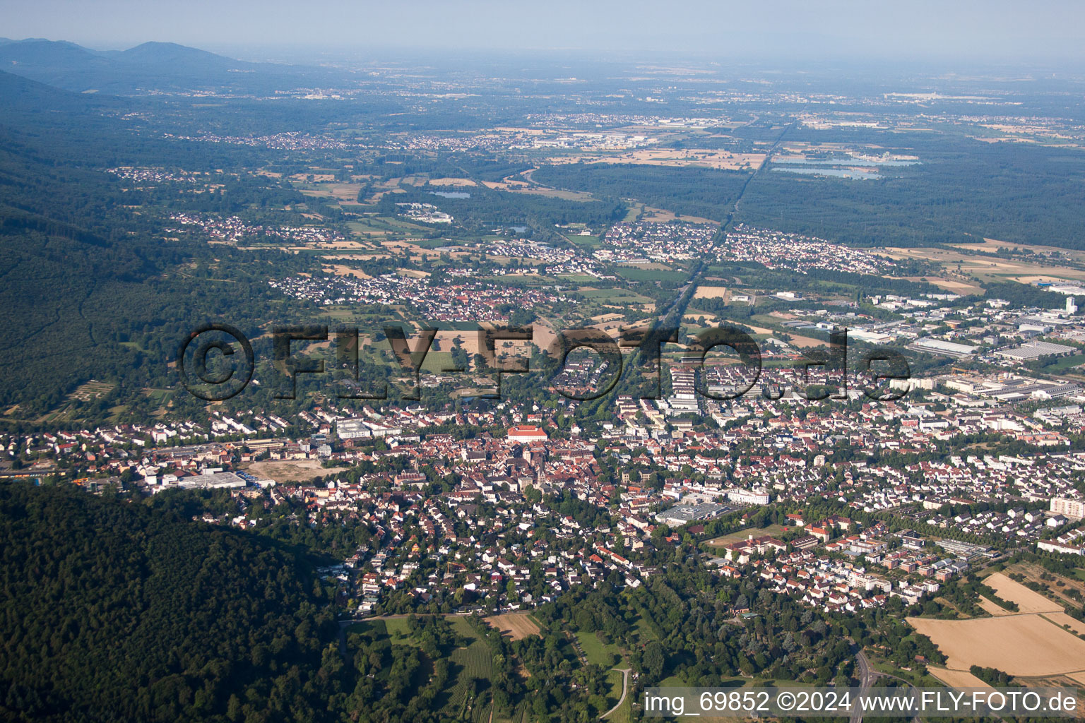 Ettlingen in the state Baden-Wuerttemberg, Germany from the drone perspective