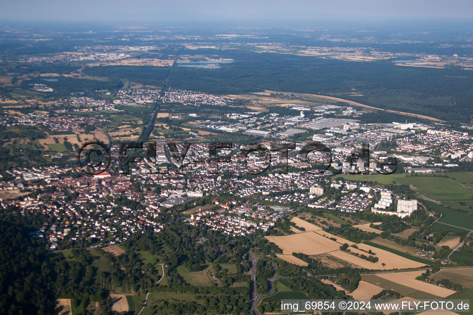 Ettlingen in the state Baden-Wuerttemberg, Germany from a drone