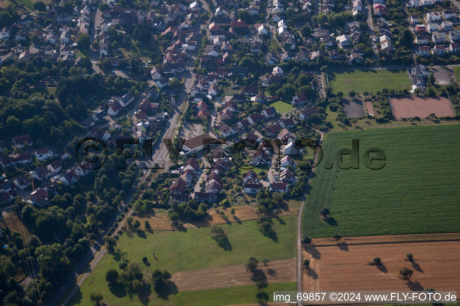 Bird's eye view of District Palmbach in Karlsruhe in the state Baden-Wuerttemberg, Germany