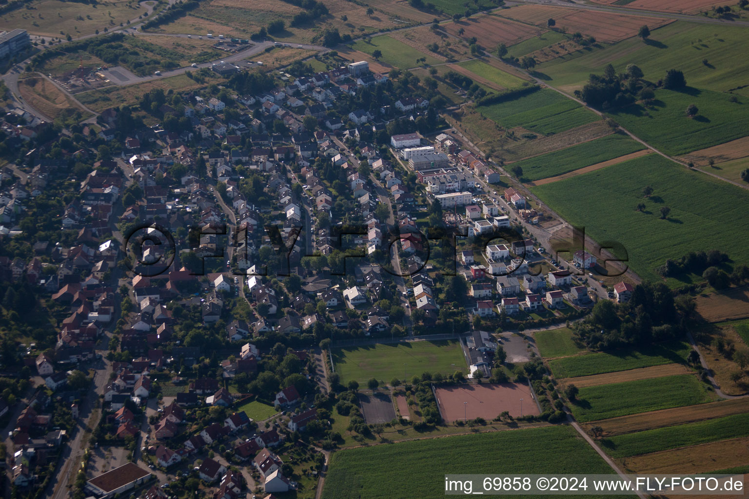 District Palmbach in Karlsruhe in the state Baden-Wuerttemberg, Germany viewn from the air