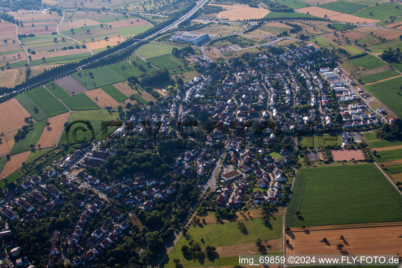 Drone recording of District Palmbach in Karlsruhe in the state Baden-Wuerttemberg, Germany